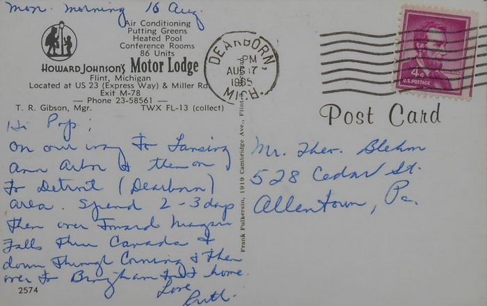 Howard Johnsons Motor Lodge - Old Postcard (newer photo)